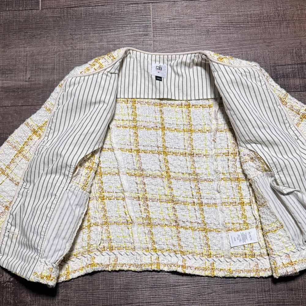 CAbi Women's Yellow and White Plaid Blazer - Picture 5 of 12